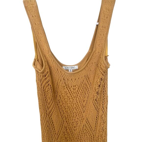 Ronny Kobo Alonia Maxi Dress Medium Gold Yellow Crochet Knit Boho Resort Travel - Picture 9 of 15